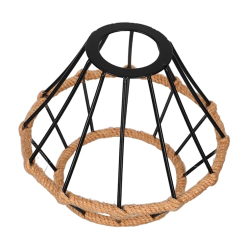 FONDOTIN Handgefertigter Boho Lampenschirm aus Metall und Baumwollseil Fassung Passend Vintage Pendelleuchte Abdeckung für Wohnzimmer Schlafzimmer Esszimmer Schwarz FONDOTIN Handgefertigter Boho Lampenschirm aus Metall und Baumwollseil Fassung Passend Vintage Pendelleuchte Abdeckung für Wohnzimmer Schlafzimmer Esszimmer Schwarz von FONDOTIN