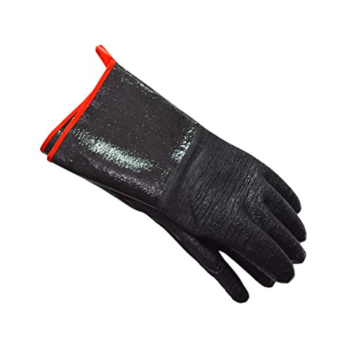 FONDOTIN Hitzebeständige Wasserdichte Grillhandschuhe aus Neopren Ofenhandschuhe mit Flexiblem Fünf finger design Schnelltrocknend Schutzstark für Küche Grill und Backofen Schwarz von FONDOTIN