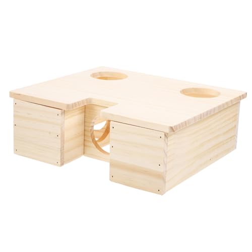FONDOTIN Holz Hamster Versteck Spielhaus mit Plattform DIY Bemalbar Umweltfreundliche Hamsterhütte für Meerschweinchen Kleintierhaus zum Verstecken und Langlebig und Geruchsfrei von FONDOTIN