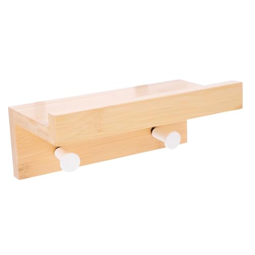 FONDOTIN Holz Wandregal mit Haken Stabiles Schwebendes Wandboard Multifunktionales Schlüsselhaken Regalbrett für Küche Bad Schlafzimmer Langlebiges Dekoratives Aufbewahrungsregal FONDOTIN Holz Wandregal mit Haken Stabiles Schwebendes Wandboard Multifunktionales Schlüsselhaken Regalbrett für Küche Bad Schlafzimmer Langlebiges Dekoratives Aufbewahrungsregal von FONDOTIN