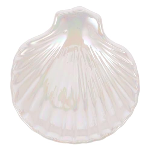 FONDOTIN Keramik Schmuckschale Muschelform Weißer Schmuckhalter Ringablage Schmucktablett für Badezimmer Schminktisch Aufbewahrung von Ringen Halsketten und Kleinigkeiten von FONDOTIN