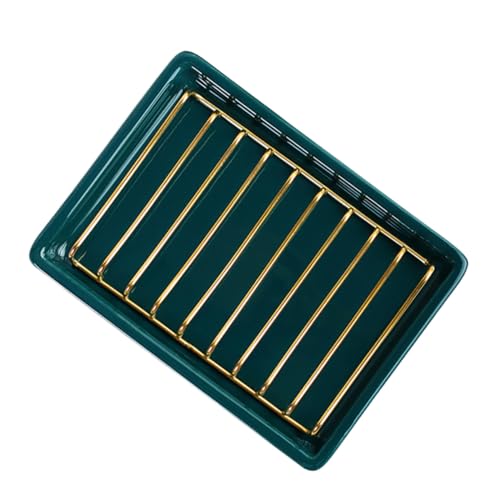 FONDOTIN Keramik Seifenschale mit Ablauffunktion Edelstahl und Keramik Ablage für Badezimmer Waschbecken Entlüftet und Schnelltrocknend Grün goldenes Design für Saubere Seifenaufbewahrung FONDOTIN Keramik Seifenschale mit Ablauffunktion Edelstahl und Keramik Ablage für Badezimmer Waschbecken Entlüftet und Schnelltrocknend Grün goldenes Design für Saubere Seifenaufbewahrung von FONDOTIN