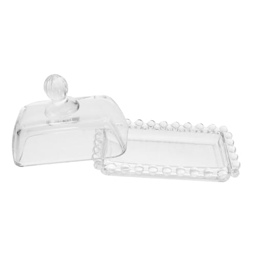 FONDOTIN Klarer Gläserner Butterbehälter mit Deckel Mini Transparentes Dessert und Süßigkeitsteller für Snacks Kuchen und Alltägliche Verwendung von FONDOTIN