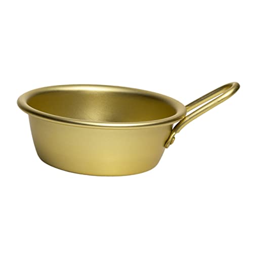 FONDOTIN Koreanische Aluminiumschüssel mit Griff Goldfarbene Makgeolli Schale für Restaurant und Barbecue Umweltfreundlich Geruchsneutral Mikrowellen und Spülmaschinengeeignet von FONDOTIN