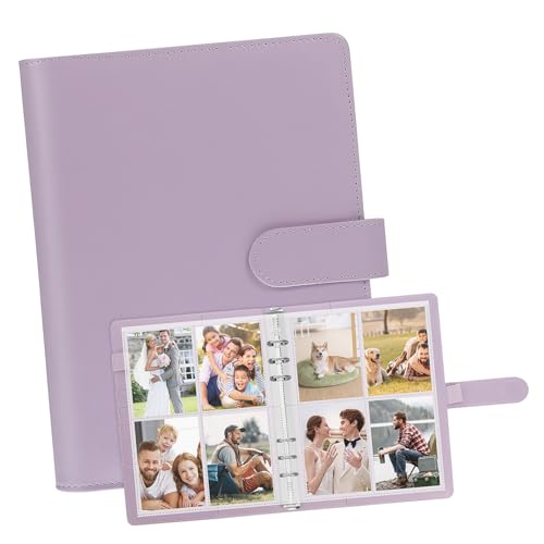 FONDOTIN Kpop Photocard Binder mit Violetten Fach Klarsichthüllen Robuster PU Organizer für Fotos und Sammelkarten Kratzfester Album Ordner für Kpop Fans und Kartenkollektion von FONDOTIN