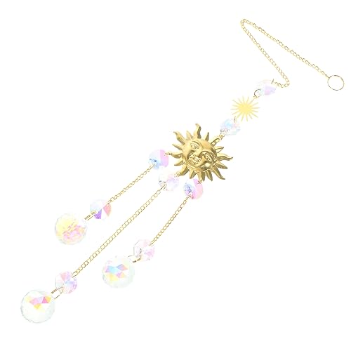 FONDOTIN Hängender Kristall- Delikates Ornament Für Zuhause Und Garten Goldene Mond Und -Dekoration Bunte Kristallkugeln Eleganter Lichtfänger Für Fenster Und Terrasse von FONDOTIN