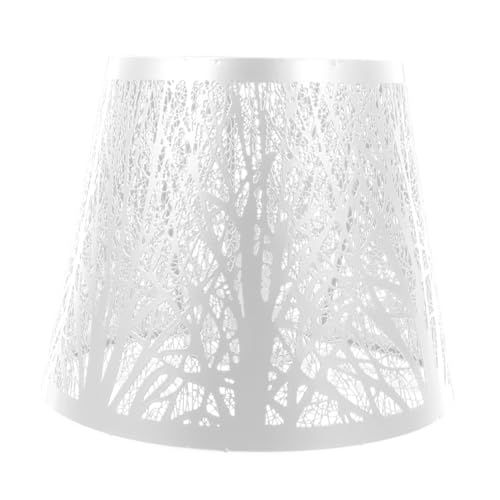 FONDOTIN Lampenschirm aus Schmiedeeisen Weiß Langlebige Lampenabdeckung mit Baum Schattenmuster Kompatibel für Nachttisch und Tischlampen Einfache Montage Vielseitiges Lichtzubehör von FONDOTIN