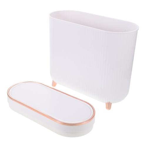 FONDOTIN Leichter Luxus Abfalleimer mit Deckel Waste Bin Schmaler Mülleimer für Bad Wc Schlafzimmer Platzsparend Modernes Design Langlebiger Kunststoff von FONDOTIN