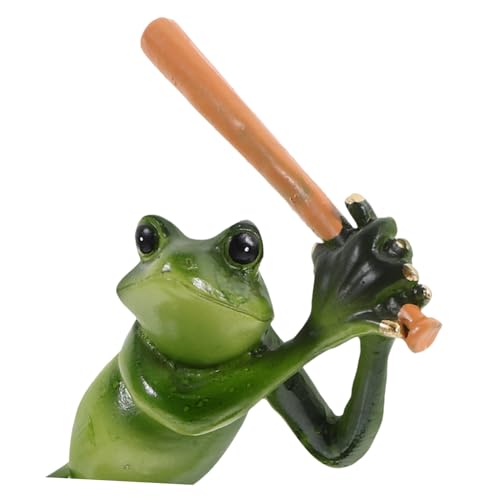 FONDOTIN Lustige Froschfigur Baseballspieler Statue aus Resin Detailreiche Dekoration für Wohnzimmer Büro und Bücherregal Originelle Deko Skulptur für Zuhause und Geschenkideen von FONDOTIN
