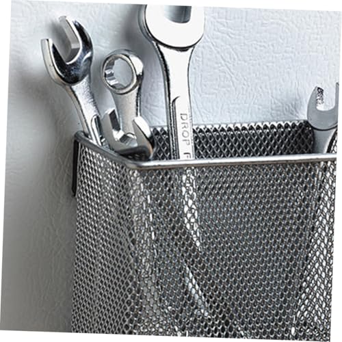 FONDOTIN Magnetische Metall Aufbewahrungsbox mit Dreifach Magneten Langlebiges Kühlschrank Mesh Regal Mittlere Silber Vielseitiger Organizer für Notizen Stifte und Kleinteile von FONDOTIN