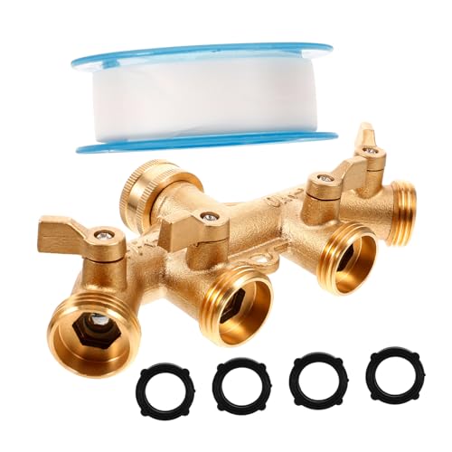 FONDOTIN Massiver Wasserhahn Verteiler mit Absperrventil Verstellbarer Gartenschlauch Adapter Hoher Druck Hitzebeständig für Gartenbewässerung Autowäsche Landwirtschaft Haushalt Geeignet von FONDOTIN