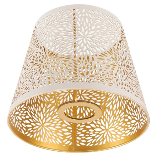 FONDOTIN Metall Lampenschirm Fassung Hohles Waldmuster Weiß Innen Gold Modern Robust Für Pendelleuchte Hängelampe Wandlampe Tischlampe Zubehör FONDOTIN Metall Lampenschirm Fassung Hohles Waldmuster Weiß Innen Gold Modern Robust Für Pendelleuchte Hängelampe Wandlampe Tischlampe Zubehör von FONDOTIN
