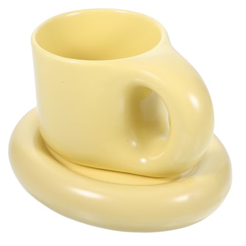 FONDOTIN Milchgelbe Keramik Kaffeetasse mit Untertasse Multifunktionaler Becher für Kaffee Tee und Heißgetränke Nordischer Stil Einfach zu Reinigen für Frühstück und Kaffeehausgebrauch FONDOTIN Milchgelbe Keramik Kaffeetasse mit Untertasse Multifunktionaler Becher für Kaffee Tee und Heißgetränke Nordischer Stil Einfach zu Reinigen für Frühstück und Kaffeehausgebrauch von FONDOTIN