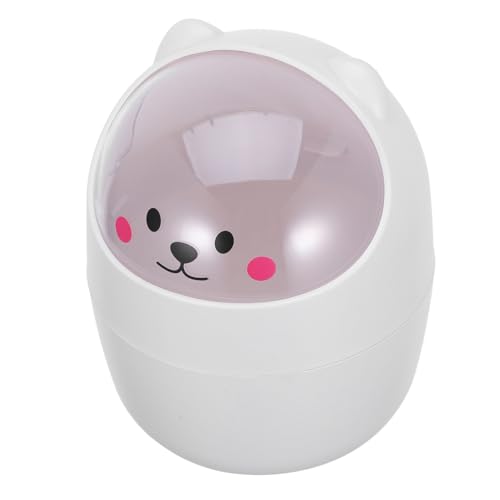 FONDOTIN Mini Desktop Trash Can mit Deckel Platzsparender Multifunktionaler Kunststoff Mülleimer Niedliches Design für Tisch Büro Kinderzimmer und Wohnzimmer Weiß von FONDOTIN