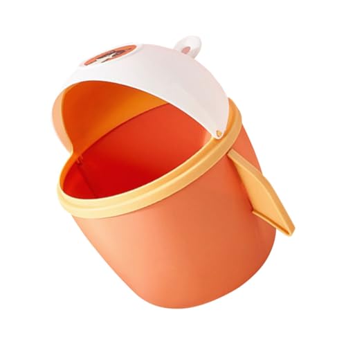 FONDOTIN Mini Tischmülleimer mit Klappdeckel Kleiner Desktop Abfalleimer für Papier Lebensmittelreste und Müll Niedlicher Kleiner Abfallbehälter mit Deckel für Büro Schlafzimmer Bad Orange von FONDOTIN
