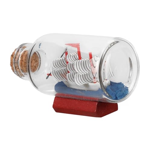 FONDOTIN Miniatur Segler Driftflasche mit Segelschiff in Glasflasche Nautische Tischdekoration Handgefertigtes für Bootsfahrer und Segelfreunde Vitrine Deko von FONDOTIN