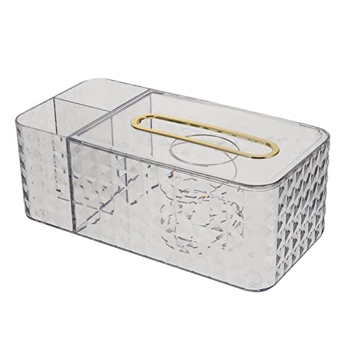 FONDOTIN Multifunktionale Taschentuchbox mit Geheimfach und Handyhalter Transparenter Tissue Box Organizer für Schreibtisch Stabile Aufbewahrung für Kosmetiktücher Fernbedienung und Stifte von FONDOTIN