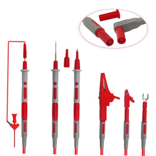 FONDOTIN Multimeter Prüfspitzen Set mit Goldplattierten Messnadeln Silikonisolierte Prüfspitzen und Vielseitigen Messleitungen für Präzise Elektrische Messungen Hitze und Kältebeständig von FONDOTIN