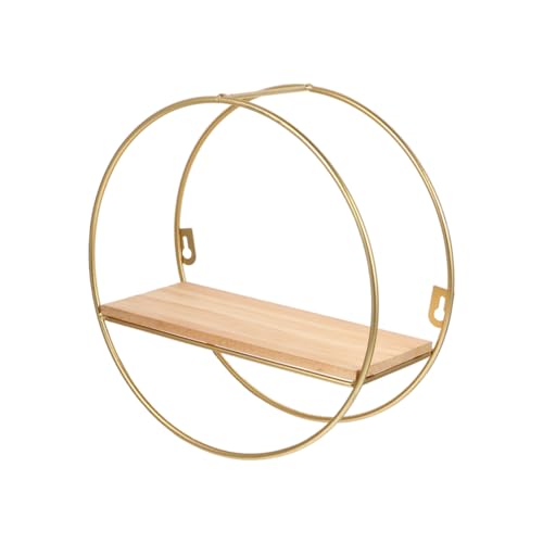 FONDOTIN Nordischer Wandregal aus Metall mit Rundem Holzfach Geometrisches Wanddeko Element Leicht zu Montierendes Aufbewahrungsregal für Wohnzimmer Schlafzimmer und Büro Goldfarbene FONDOTIN Nordischer Wandregal aus Metall mit Rundem Holzfach Geometrisches Wanddeko Element Leicht zu Montierendes Aufbewahrungsregal für Wohnzimmer Schlafzimmer und Büro Goldfarbene von FONDOTIN