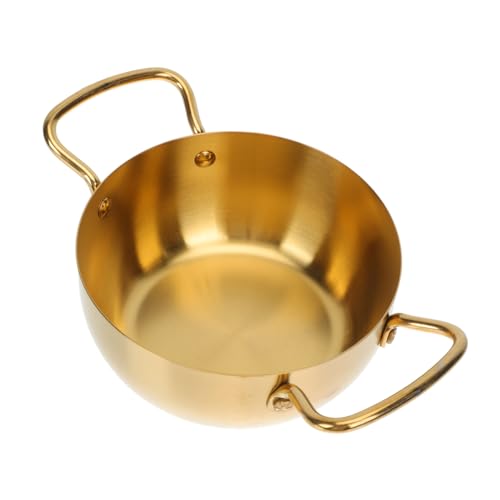 FONDOTIN Ramen Topf Goldfarben Doppelohr Suppentopf für Instant Nudeln Babybrei Camping Küchenhelfer Bpa Frei Hitzebeständig Vielseitig Einsetzbar von FONDOTIN