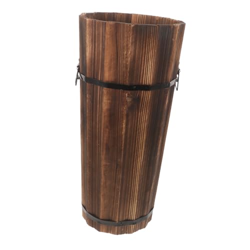 FONDOTIN Regenschirmständer aus Karbonisiertem Holz Mittlerer Schirmhalter mit Platzsparendem Design Geeignet für Eingangsbereich Büro und Flur für Lange und Faltbare Regenschirme von FONDOTIN