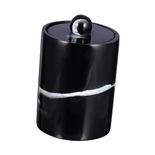 FONDOTIN Resin Wattestäbchen Aufbewahrungsbox mit Deckel Schwarz Marmoriert Multifunktionaler Behälter für Wattestäbchen Zahnstocher und Badezusatz Stilvoller Umweltfreundlicher Organizer von FONDOTIN