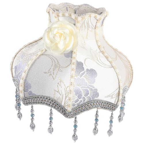 FONDOTIN Romantischer Französischer Stofflampenschirm mit Spitze und Fransen Viktorianischer Vintage Lampenschirm für Tisch Stehlampen Weiche Beleuchtung Dekorativ und Einfach zu Montieren von FONDOTIN