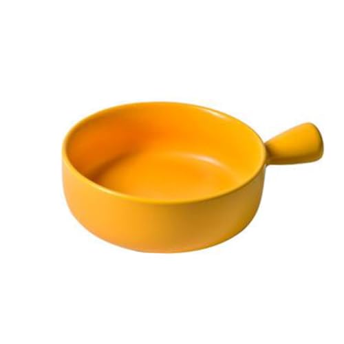 FONDOTIN Runde Keramik Backplatte mit Praktischem Griff Hochtemperaturbeständiger Obstsalatteller für Küche und Bäckerei Gelb für Kuchen Obst und Gemüse Servieren von FONDOTIN