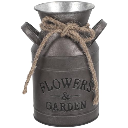FONDOTIN Rustikaler Vintage Blumen Eimer aus Verzinktem Metall Dekorativer Pflanzkübel für Tisch und Garten Stabiler im Landhausstil für Balkon Wohnzimmer und von FONDOTIN