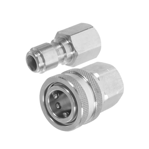 FONDOTIN Sauberer Adapter Rohrverbindungsstücke aus Edelstahl Anpassungsadapter für Druckreiniger Hochdruckreiniger-Schnellanschluss-Kit Power Wascher -Adapter -Kit Rostfreier Silber von FONDOTIN