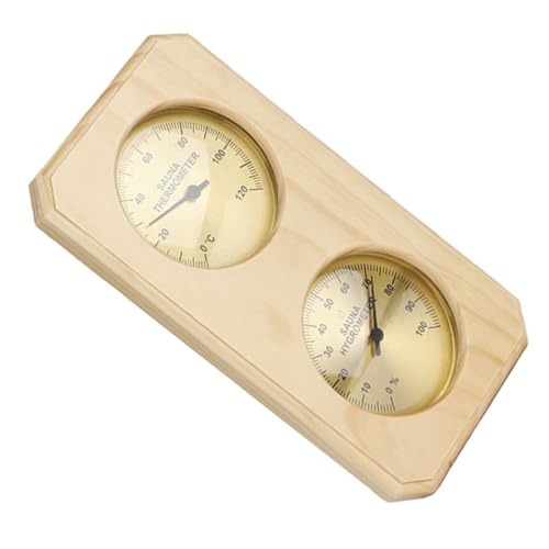 FONDOTIN Sauna Hygrothermograph Wanduhr Thermometer für Raum Temperatur Feuchtigkeitsmesser Hohe Hitzebeständigkeit Für Sauna Innenbereich Garten Kinderzimmer Geeignet von FONDOTIN