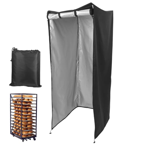 FONDOTIN Schwerlast Oxford Stoff Schutzabdeckung für Brot und Brötchenbackblechgestell mit Reißverschluss Faltbar Robustes Backblech Regal Cover für Bäckereibedarf Schwarz von FONDOTIN
