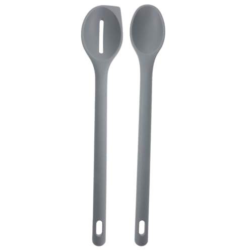 FONDOTIN Silikon Löffel Teilig Antihaftbeschichtet Küchenutensilien mit Abtropflöffel und Kochlöffel Hitzebeständig Platzsparend mit Aufhängeöse für Haushalt und Wiederverwendbar von FONDOTIN