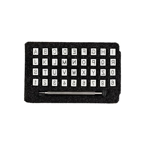 FONDOTIN Teiliges Lederprägealphabet und Zahlen Set Prägestempel aus Gehärtetem Kohlenstoffstahl mit Aufbewahrungsbox für DIY Lederhandwerk und Individuelle Logostempel von FONDOTIN
