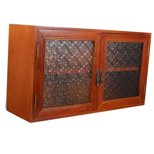 FONDOTIN Vintage Holz Schrank Aufbewahrungsbox für Arbeitsplatte Stabiles Holz und Glasmaterial Stöckiger Organizer für Küche Esszimmer Wohnzimmer und Büro Platzsparend und Langlebig von FONDOTIN