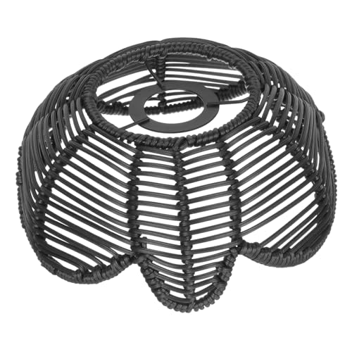 FONDOTIN Vintage Lotus form Lampenschirm aus Geflochtenem Rattan Leicht und Bruchsicher Ersatz für Deckenlampen Stilvolle Lichtabdeckung für Restaurant Bar Wohnzimmer Esszimmer und Flur von FONDOTIN