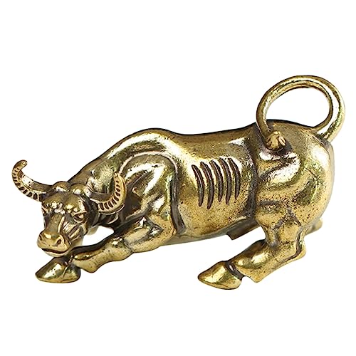 FONDOTIN Vintage Messing Figurine Retro Ochsen Skulptur Dekoration für Büro und Zuhause Robust Kunstvoll für Tisch Regal Wohnzimmer von FONDOTIN