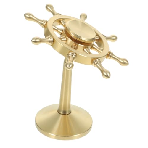 FONDOTIN Vintage Messing Nautisches Schiffssteuerrad Dekoration Drehbar Mediterranes Design für Schreibtisch Büro Garten Party Dekorationsobjekt Schiffsruder Ornament von FONDOTIN