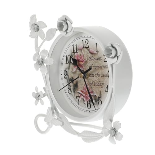 FONDOTIN Vintage Tischuhr im Retro Stil Geräuschloses Design Kreative Metall Dekoration für Wohnzimmer und Büro Nicht Tickende Wohnkultur Stilvolles Retro Accessoire Weiß FONDOTIN Vintage Tischuhr im Retro Stil Geräuschloses Design Kreative Metall Dekoration für Wohnzimmer und Büro Nicht Tickende Wohnkultur Stilvolles Retro Accessoire Weiß von FONDOTIN