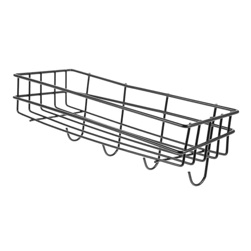 FONDOTIN Wandmontiertes Metallregal ohne Bohren Stabiles Aufbewahrungsregal mit Hoher Tragfähigkeit Leicht zu Reinigen mit Haken für Badezimmer und Küche Schwarzes Eisen wandregal Rostfrei von FONDOTIN