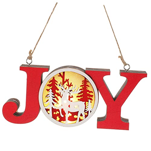 FONDOTIN Weihnachtliche Holzdeko Joy Leuchtende Buchstabenanhänger Für Festliche Aufhängen Im Fenster Weihnachtsbaum-Dekoration von FONDOTIN