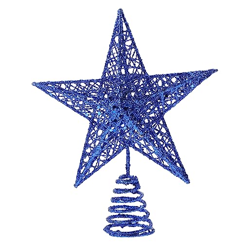 FONDOTIN Sterne Auf Dem Weihnachtsbaum Dekor Weihnachtsbaum Baumkrone Glitzernde Baumsternverzierung Blauer Stern Baumspitze Weihnachtsbaum-sternspitze Baumspitze Mit 3D Blitz Hut Eisen von FONDOTIN