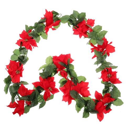 FONDOTIN Weihnachtsblumen Rattan Simulation Girlande Weihnachtsdeko für Baum Treppe Tisch Hochzeit Party DIY Langlebig Vielseitig Verwendbar von FONDOTIN