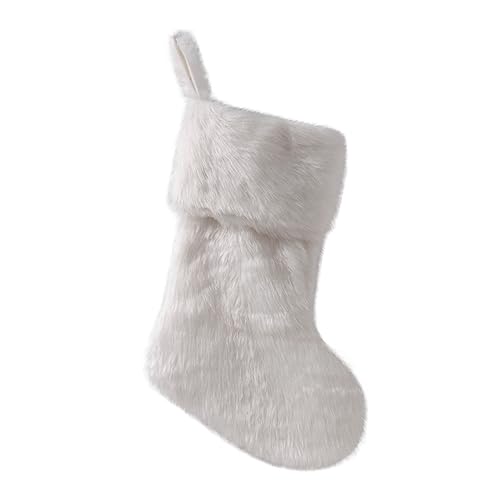 FONDOTIN Weihnachtsstrumpf-Süßigkeits-Geschenk-Tasche weihnachtsbonbonbeutel Süßigkeiten-Socken-Tasche für Weihnachten Weihnachtssocken Kamindekor weiße Socken Weihnachts-Süßigkeitstüte von FONDOTIN