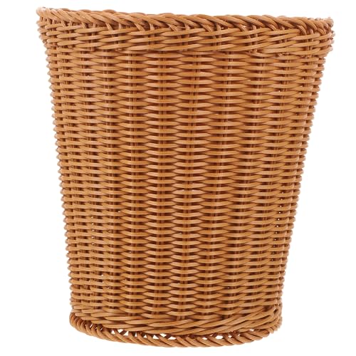 FONDOTIN Woven Desktop Abfalleimer Imitation Rattan Korb Multifunktionaler Aufbewahrungskorb für Wohnzimmer Büro Leicht und Strapazierfähig Ohne Deckel von FONDOTIN