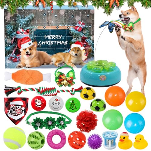 Adventskalender 2025 Hund Katze, 24 Hundespielzeuge Set Weihnachtskalender, Hundezubehör Kauspielzeug Seile Bälle und Mehr, Interaktives Spielzeug für Hunde, Weihnachten Adventskalender Geschenk (B) von FONDUO