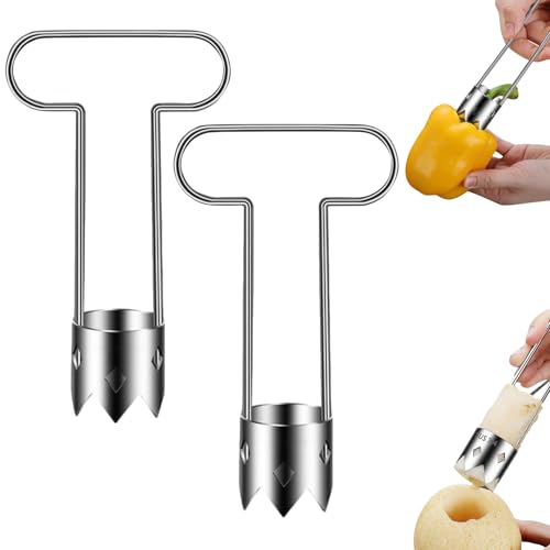 Apfelentkerner mit t-Förmig Griff, Apfelausstecher Edelstahl, Paprika Entkerner Apfel Bohrergrabvorrichtung Einfach zu Reinigen, Apfelkernausstecher (Ax2) von FONDUO