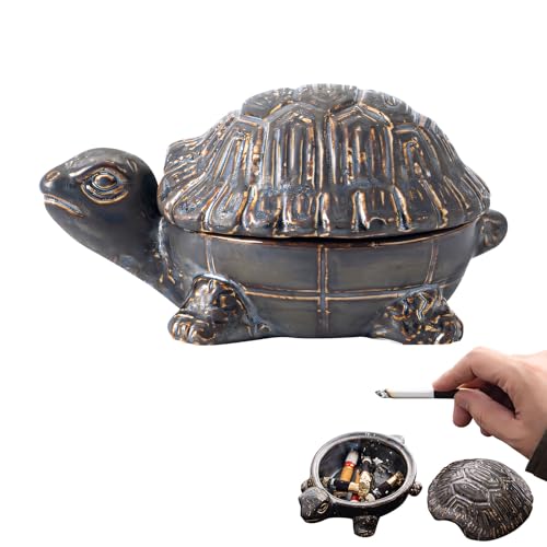 Aschenbecher Mit Deckel Keramik Deko Schildkröte Aschenbecher Rutschfest Windaschenbecher Für Draußen Innen Retro Ashtray Lustig Sturmaschenbecher Für Raucher Für Wohnzimmer Zuhause Tisch Deko von FONDUO