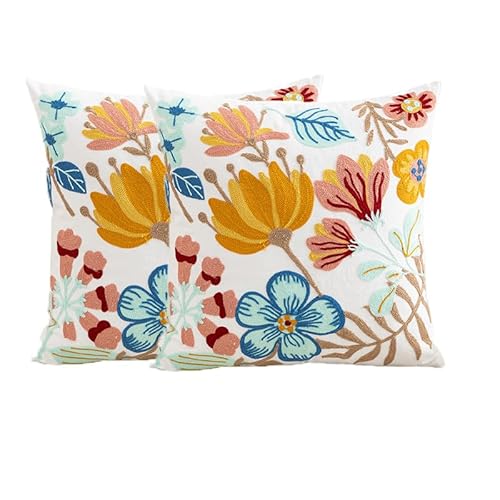 Blumen Kissenbezug Frühling 45x45 Boho Kissenbezüge mit Stickerei für Home Decor Frühling Kissenhülle Florales für Kissen Blumenkissen Dekokissen Kissenbezug für Sofa Wohnzimmer Zierkissen (Gx2) Blumen Kissenbezug Frühling 45x45 Boho Kissenbezüge mit Stickerei für Home Decor Frühling Kissenhülle Florales für Kissen Blumenkissen Dekokissen Kissenbezug für Sofa Wohnzimmer Zierkissen (Gx2) von FONDUO