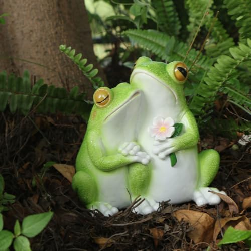 Deko Frosch Garten Figuren Frosch Deko Gartenfiguren Gartendeko Draußen Frühlingsdeko Harz Statue Wetterfest Garten Dekoration Ornament Für Miniteich Balkon Terrasse Rasen Teich Kantenhocker (A) von FONDUO